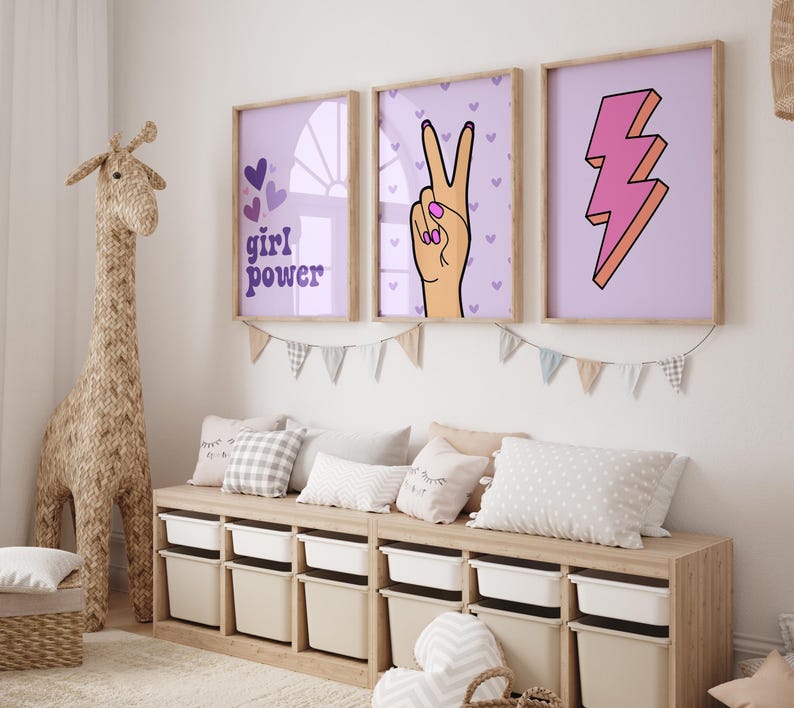 Good Vibes Decor Aesthetic Teen Room Decor Y2K Dorm Room Decor For Girls Pink and Purple Wall Art Set Of 14 Prints Teen Girl Room Decor
