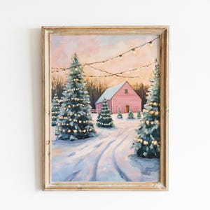 Preppy Christmas Wall Art Gallery Set | pink pastel Christmas print, trendy Christmas prints, pink Christmas decor, pastel Christmas art