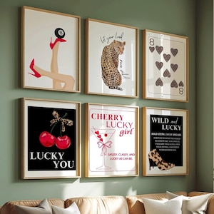 Gallery Girly Prints Black Pool Ball Wall Art 8 Prints Set Trendy Leopard Print Magazin Dekor Ästhetisches Dekor Glück Poster Schwarz Funky Art