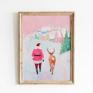Preppy Christmas Wall Art Gallery Set | pink pastel Christmas print, trendy Christmas prints, pink Christmas decor, pastel Christmas art