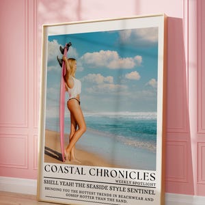 Trendy krantenprint, chique strandposter, poster Hot Girls, New York News, tijdschriftbarwagenprint, retro girly slaapzaal | Direct downloaden