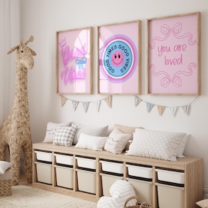 Good Vibes Decor Aesthetic Teen Room Decor Y2K Dorm Room Decor For Girls Pink and Blue Wall Art Set Of 14 Prints Teen Girl Room Decor Cherry