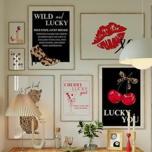 Gallery Girly Prints Black Pool Ball Wall Art 8 Prints Set Trendy Leopard Print Magazin Dekor Ästhetisches Dekor Glück Poster Schwarz Funky Art