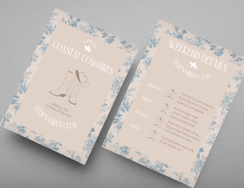 Coastal Cowgirl Bach Itinerary Template Digital Download Bachelorette Coastal Cowgirl Bach Itinerary Template Digital Download Bachelorette