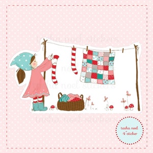 Sticker courtepointe, Sticker vinyle pour vêtements de blanchisserie, Sticker bouteille d'eau imperméable, Sticker fille de la campagne vintage, Sticker pour carnet de scrapbooking
