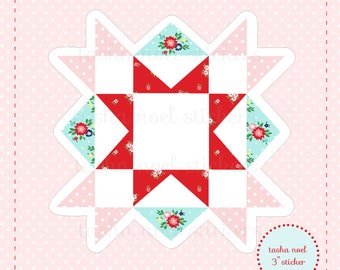 Quilt Block Star Sticker, Quilting Sewing Machine Vinyl Sticker, Water bottle Sticker, Quilt Planner Journal Scrapbooking Embellishment