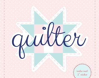 Quilt Star Sticker, Quilting Sewing Machine Vinyl Sticker, Patchwork Star Sticker, Waterproof Die Cut Sticker for Water Bottle or Planner