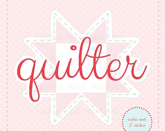Quilt Star Sticker, Quilting Sewing Machine Vinyl Sticker, Patchwork Star Sticker, Waterproof Die Cut Sticker for Water Bottle or Planner