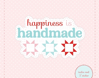 Quiltsticker, sticker naaister, geluk is handgemaakte vinylsticker voor naaimachine, waterfles of planner, cadeau.