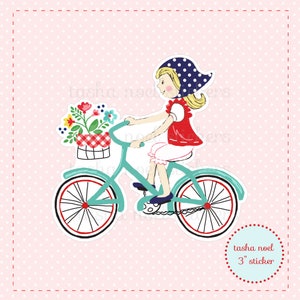 Bicycle Bike Girl Sticker, Biking Sticker for Water Bottle, Laptop Sticker, Bike Planner Sticker, Scrapbooking, Journal Sticker