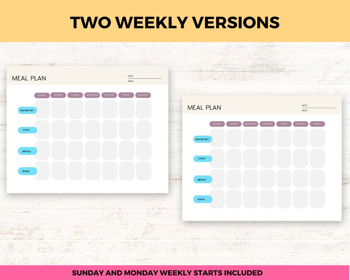 Printable Meal Planner Bundle Weekly Meal Planner Family Meal Planning ...