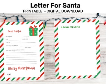 Letter to Santa, printable Santa Letter, Christmas coloring page, Christmas printable, letter for Santa, kids Christmas activity