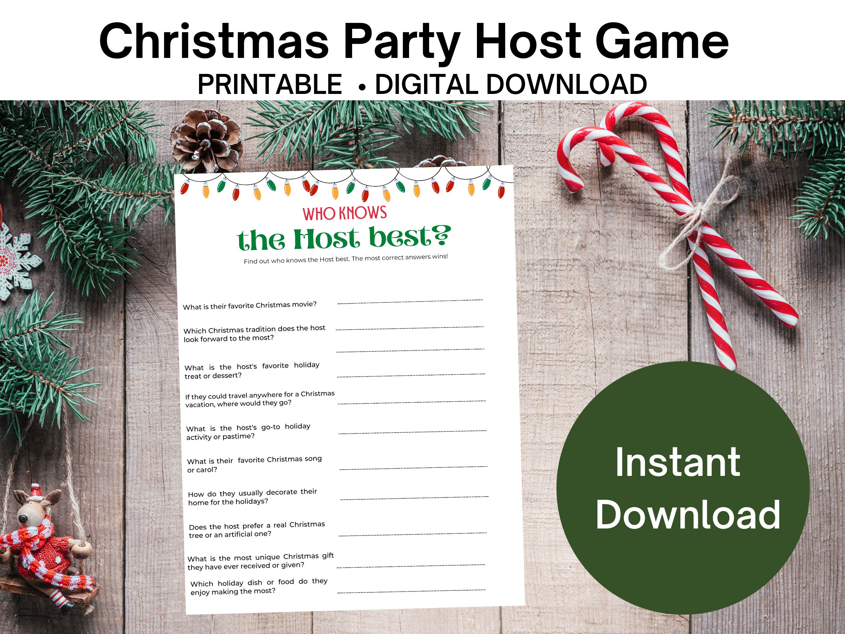 Who Knows the Host Best Printable Game Printable Christmas Game Holiday Party Game Christmas ...