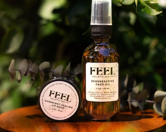 Overnight Healing Lip Goop & Regenerative Face Oil Bundle, Skin Care Set