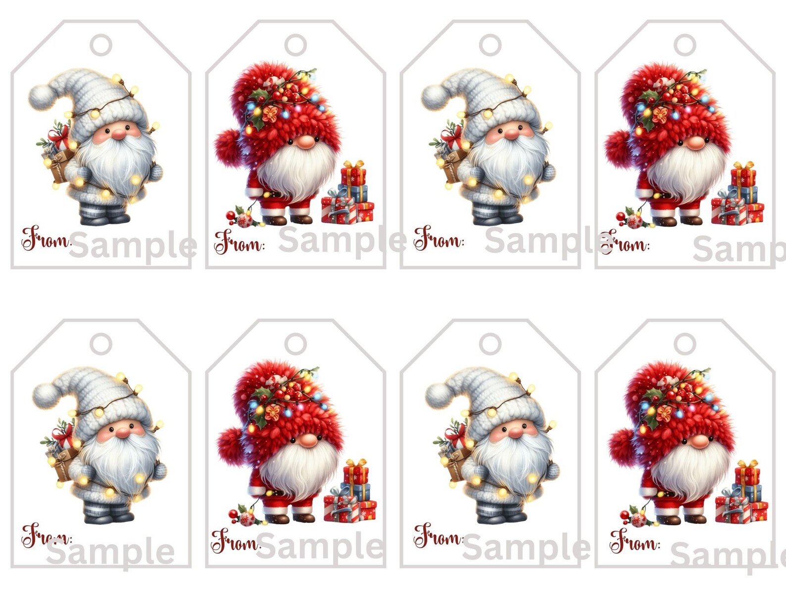Printable Gnome Gift Tag, Editable Christmas Bag Tag, Holiday Gift Tags ...