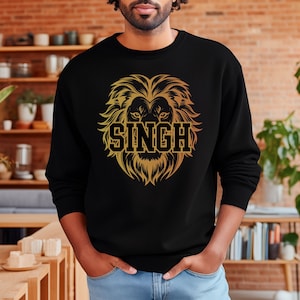 Singh Sweatshirt, Punjabi Shirt, Sikh Shirt, Lion Graphic Shirt, Singh Shirt, Desi Apparel, Punjabi Gift for Him, Panjabi For Man, Sikh Gift