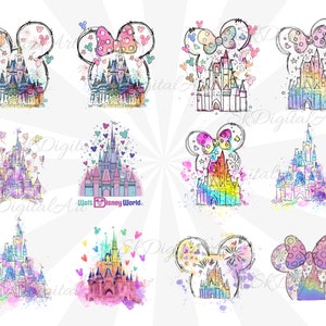 Watercolor Princess Castle Png, Watercolor Castle Clipart Png, Magical Kingdom Png, Retro Colorful Castle, Digital download