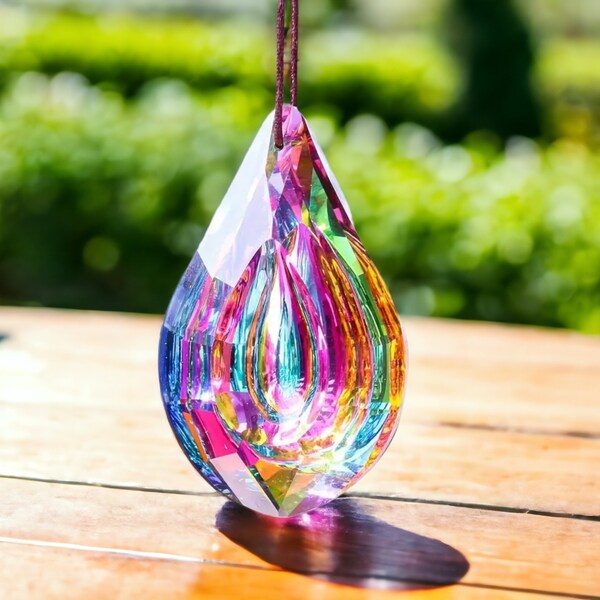 Tear Crystal Suncatcher - Crystal Window Charm - Natural Stone Sun Catcher - Handmade Crystal Art - Unique Gift - Mom Gift - Valentines Day