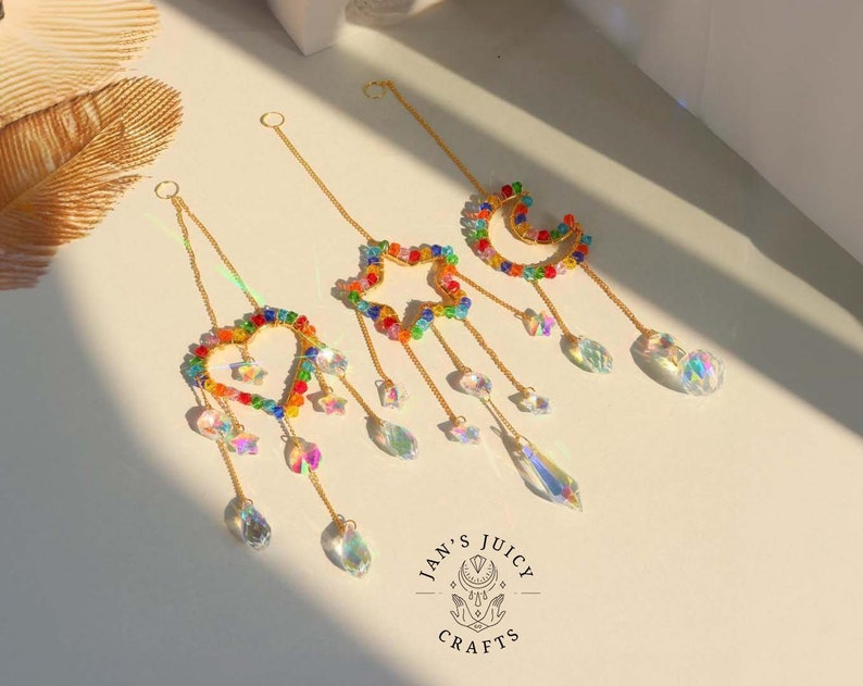 Rainbow Crystal Suncatcher, Rainbow Maker, Handmade Boho Home Decor, Window Hanging Decor, Garden Charm Decor, Room Decor, Wind Chime image 1