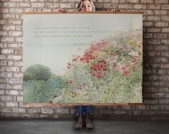 Christian Extra Large Wall Art, Bible Verse Tapestry, The Lord Will Guide You, Farmhouse Tapestry, Oversized Wall Art