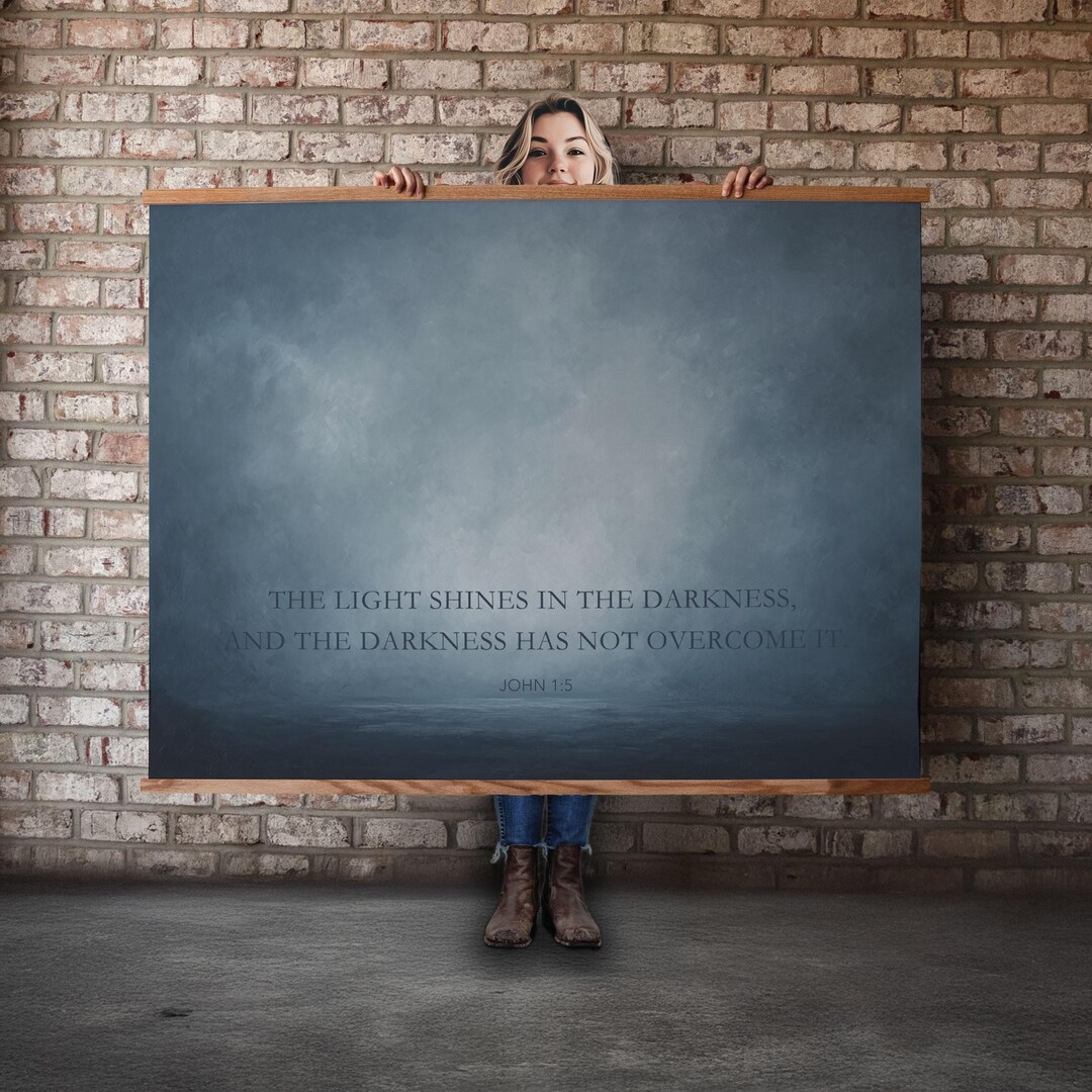 Christian Canvas Wall Art John 1 5 Bible Verse Tapestry Light in ...
