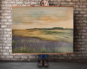 Christian Extra Large Wall Art, Bible Verse Tapestry, May The Lord Bless You And Keep You, Farmhouse Tapestry, Oversized Wall Art