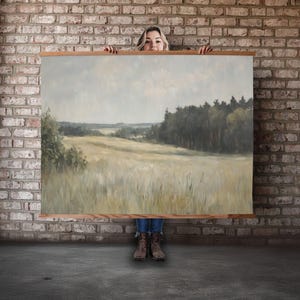 Abstract Prairie Tapestry Large, Neutral Tapestry Wall Hanging, Abstract Landscape Scene, Large Neutral Canvas Hanging