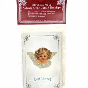 VTG Shackman Angel Krippenkarte und Umschlag Pop-Up