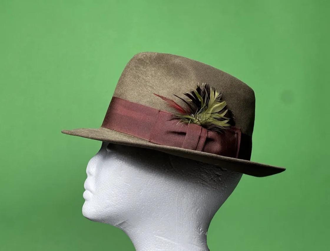 Vintage 1950's Mallory Brown Wool Fedora Hat Size 6 3/4 - 6 Vintage 1950's Mallory Brown Wool Fedora Hat Size 6 3/4 - 6