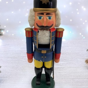 Vintage Erzgebirge German Wooden Nutcracker Hergestelit in der DDR Soldier 13&quot; Wood Christmas Figurine Decor