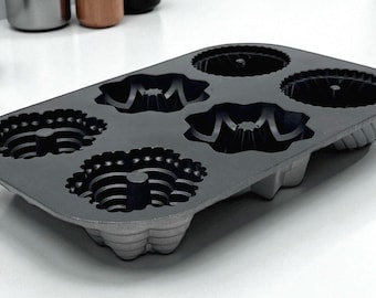 Vintage Nordic Ware 6 Multi Mini Bundt Cake Baking Pan Heavy Cast Aluminum