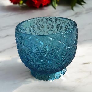 Blue Fenton Daisy and Button Bowl - Etsy