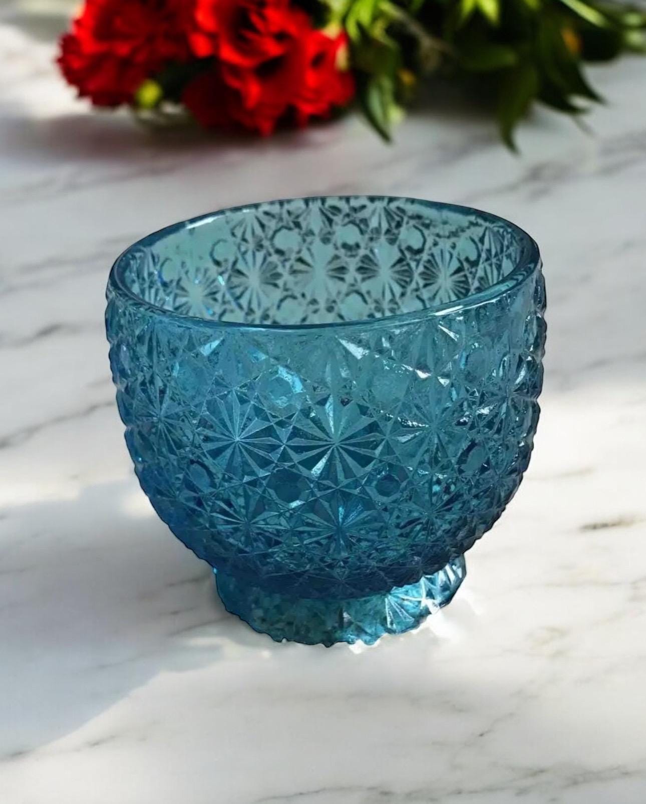 Blue Fenton Daisy and Button Bowl - Etsy