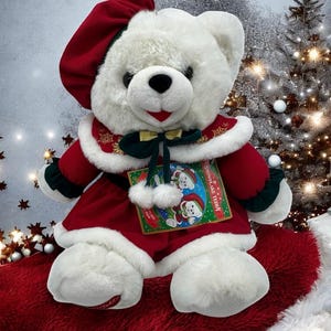 Vintage “Snowflake Teddy Bear” 1995 Plush Green Red Vintage Rare Limited Edition Xmas Girl - 20”