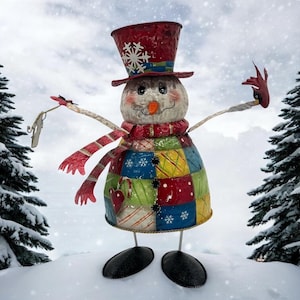 Home Interiors 18" Rare Fiber Optic Dancing “Patches” The Snowman Bobble Christmas Singing Figure