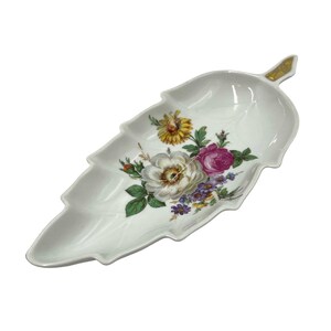 Vintage LEAF Shaped Candy, Trinket, Jewelry Dish, Plate by Old Nuremberg Bavaria Germany