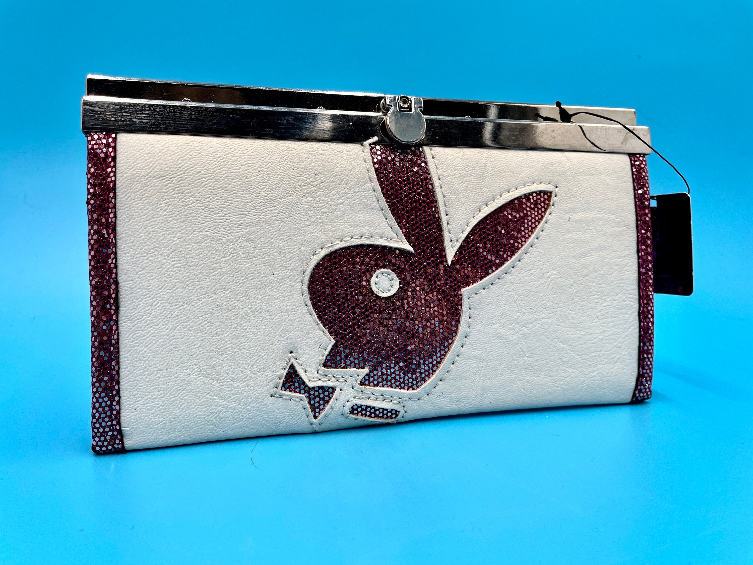 Vintage Playboy Wallet Womens Snap Closure White Silver and Pink Etsy