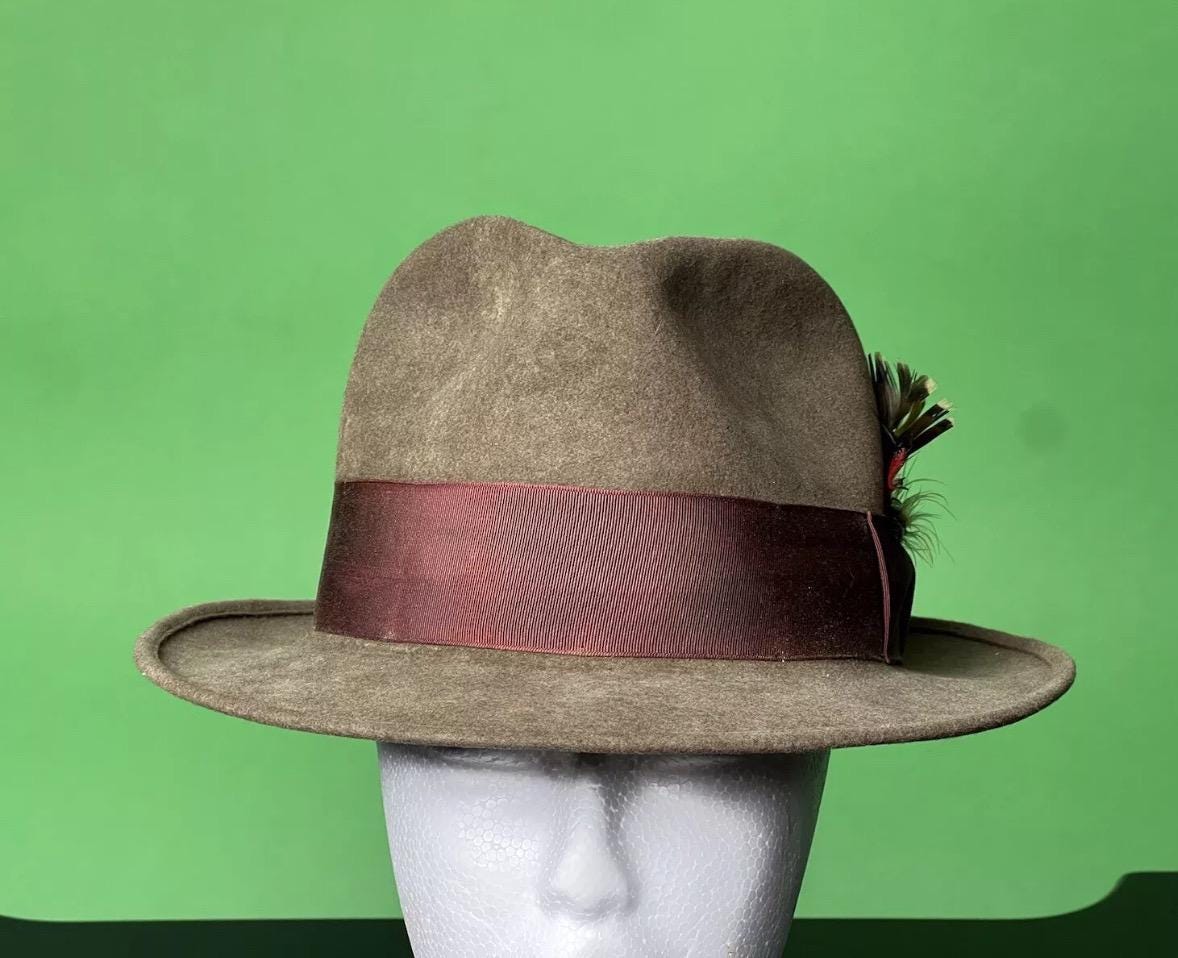 帽子 50s VINTAGE Mallory Twenty 7 5/8 61cm 帽子 50s VINTAGE Mallory Twenty 7 5/8 61cm 帽子 50s VINTAGE