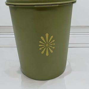 Vintage Tupperware Avocado Green Canister #809-6 Starburst Lid