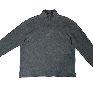 Vintage Polo By Ralph Lauren Sweater Mens Large  Gray Long Sleeve 1/4 Zip Pullover