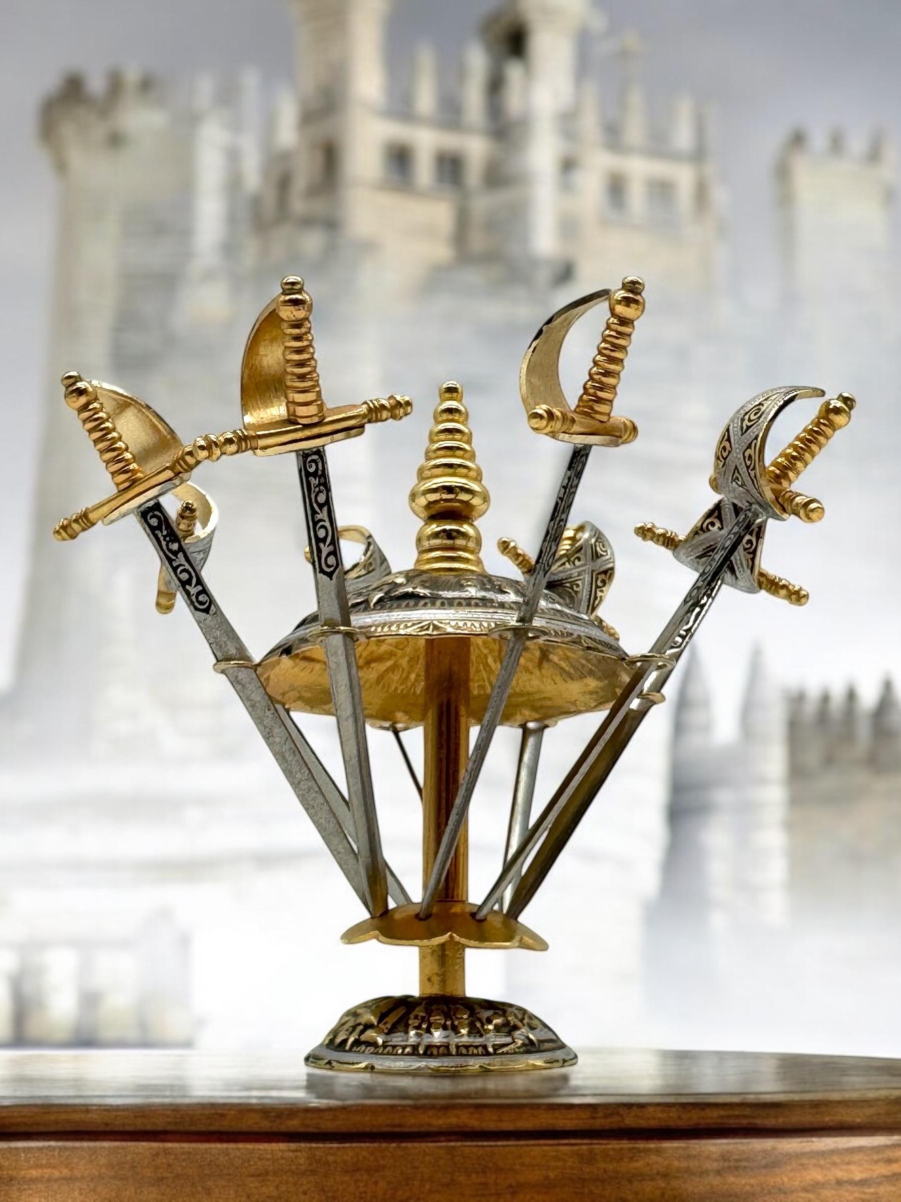 トレド ミニチュア剣 カクテルピックセット（8本・台座付き） Vintage - Set of 8 Toledo Cocktail Swords Toothpick Skewers in