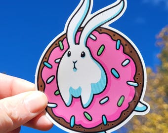 Sprinkles the Rabbit Waterproof Sticker: Donut Bunny Kawaii Decal