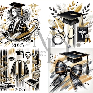 33 Graduation Bundle Title PNG SVG Jpg | MD, Juris Doctor, Pielęgniarka, Dentysta, Doktorat | Senior 2025 Pobieranie cyfrowe | 5000x5000 Sublimacja