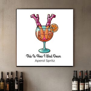 Impresión artística de Aperol Spritz / Póster de cóctel para decoración de carrito de bar / Cartel minimalista, elegante y sofisticado para fiesta retro con bebida de autor