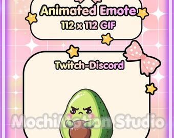 Animated Emote Chibi Mad Avocado -Twitch-Discord-Transparent GIF-Ready to use-Streaming-Cute-Kawaii-HQ-Heart-Love-Digital Art.