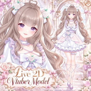 PRESENTE DA LOJA! Modelo 2D pré-fabricado de Vtuber para transmissões ao vivo/Totalmente equipado - Twitch Stream - Streamer - HQ - Roxo - Expressões, Boneca, Estúdio Vtuber, Uso comercial.