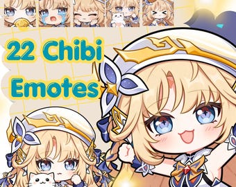 Nicole Genshin Impact Chibi-emotes: geanimeerde emotes met streamers-Twitch-HQ-emote-klaar voor gebruik-cute-anime-kawaii