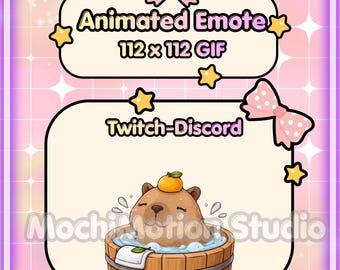 Animated Emote Chibi Capybara Bath -Twitch-Discord-Transparent GIF-Ready to use-Streaming-Cute-Kawaii-HQ-Heart-Love-Digital Art.