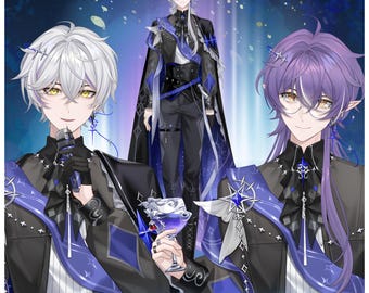 Caballero azul masculino prefabricado en 2D en vivo, Vtuber - Modelo 2D en vivo - Listo para usar - Niño - Transmisor digital - Activo 2D - Avatar lindo - Hombre - Completamente manipulado