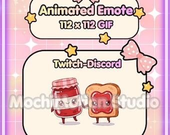 Animated Emote Chibi Bread N Jam Love -Twitch-Discord-Transparent GIF-Ready to use-Streaming-Cute-Kawaii-HQ-Heart-Love-Digital Art.